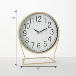 Sullivans Burnished Brass Desk Clock 10"H Gold -Sullivans GUEST 1cc7f313 4c51 42f9 b9fc d61071313524