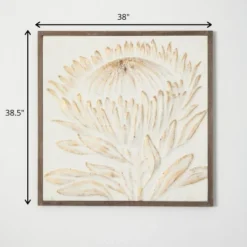 Sullivans Gold-Brushed Raised Protea Art 38.5"H White -Sullivans GUEST 46aa8371 52af 4d09 973d ab5e88d1fa6f