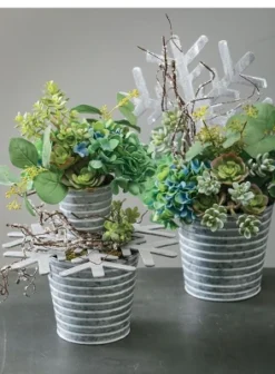 Sullivans Set Of 5 Pail Planter 4"H, 4.5"H, 5.25"H, 6"H & 7"H Gray