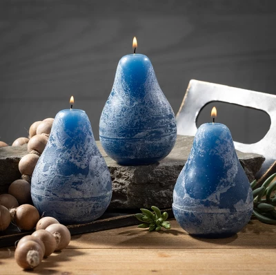 English Blue Timber Pear Candles - Set Of 3 4 English Blue Timber Pear Candles - Set Of 3 - Image 2