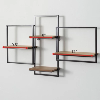 Sullivans Quadrate Open Wood Wall Shelf 20"H Black 6 Sullivans Quadrate Open Wood Wall Shelf 20"H Black - Image 4