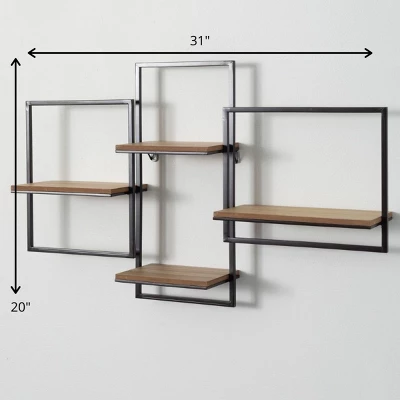 Sullivans Quadrate Open Wood Wall Shelf 20"H Black 5 Sullivans Quadrate Open Wood Wall Shelf 20"H Black - Image 3