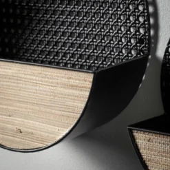 Sullivans Metal & Wood Wall Pocket Set Of 3, 16"H, 14"H & 12"H Black