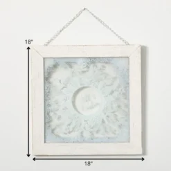 Sullivans Framed Frosted Wreath Wall Art White 18"H Glass -Sullivans GUEST cc159289 17df 4f76 a657 433504757d60