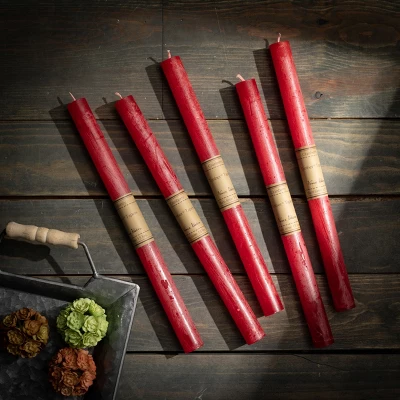 Cranberry Timber Tapers - Set Of 12 3 Cranberry Timber Tapers - Set Of 12