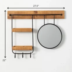 Sullivans Hanging Mirrored Modular Shelf 22"H Black -Sullivans GUEST e542d69a 6f62 4ae0 97bb a659ca04b029