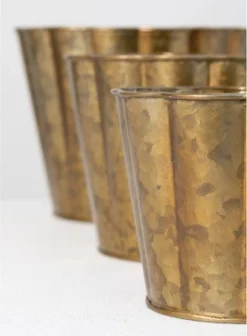 Sullivans Set Of 3 Flower Planters 6.5"H, 5.5"H & 5"H Brown